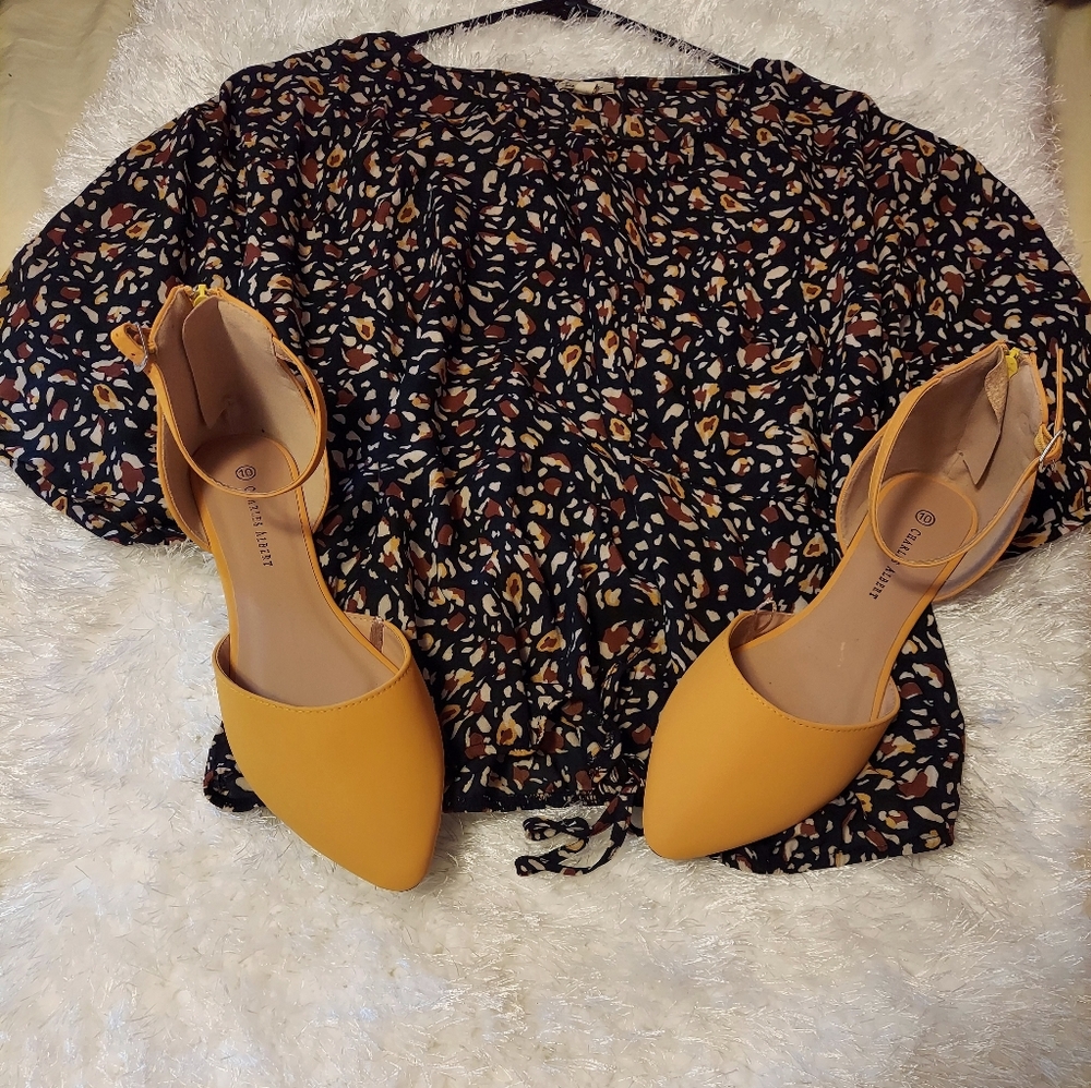 Lily white blouses and a flat Charles Albert shoes